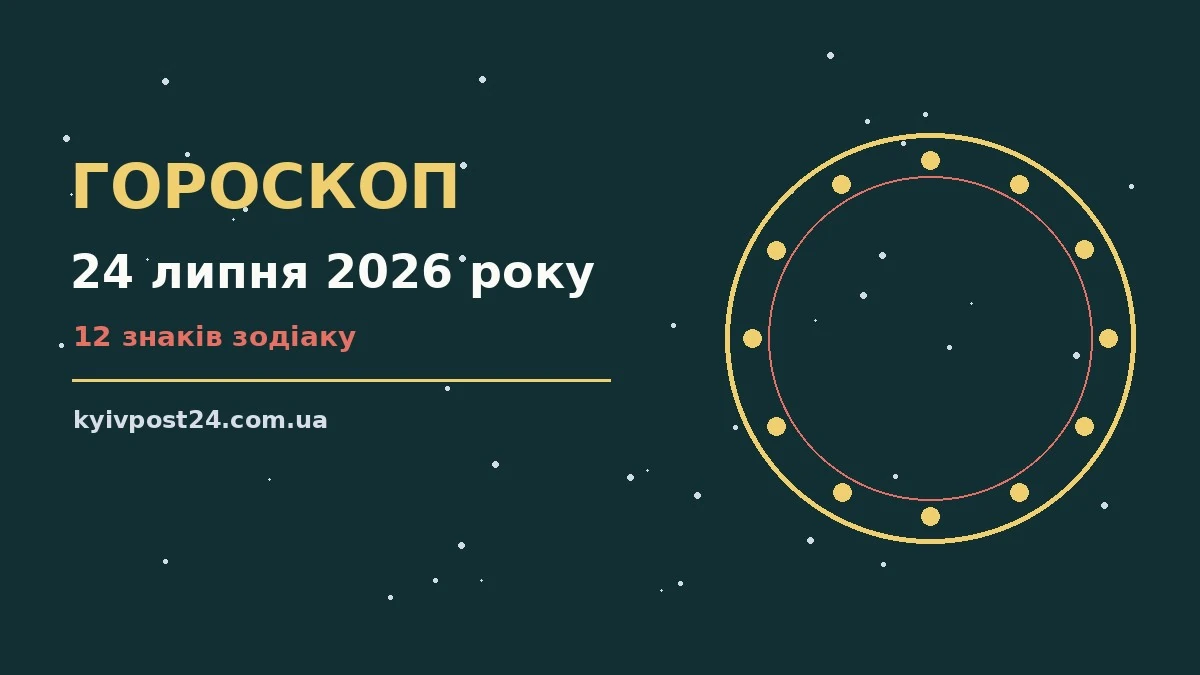 Зоряний гороскоп на 24 липня 2026 року: символічне зображення знаків зодіаку на тлі нічного неба з місячним світлом