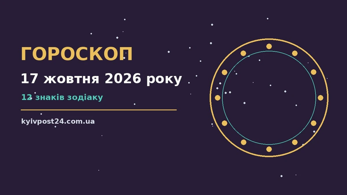 Зіркова ілюстрація до гороскопу на 17 жовтня 2026 року з м'яким вечірнім небом і символами знаків зодіаку